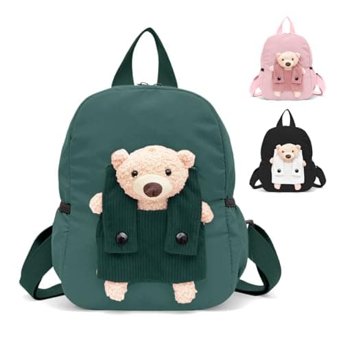 Aucuu Cute Bear Small Toddler School Bag, Toddler Backpack, Kids Backpack for Boys Girls, Mini Children Backpack, Cartoon Preschool Kindergarten Elementary Rucksack for School & Travel (S)
