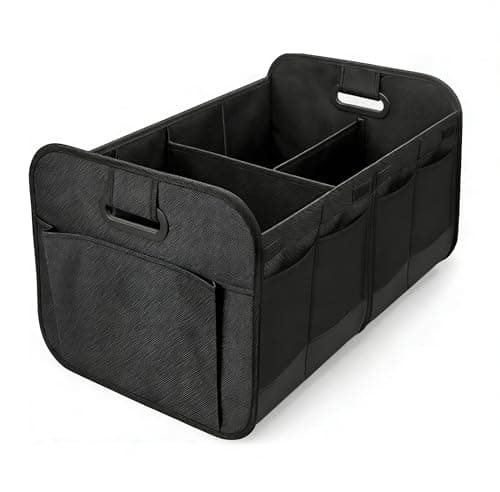 Car Boot Organiser - Foldable Car Boot Bag Car Trunk Organizer Storage Collapsible Trunk Organizer for most Cars, Waterproof Multi-Compartment Collapsible with Reinforced Base, Strong Handles(Black)