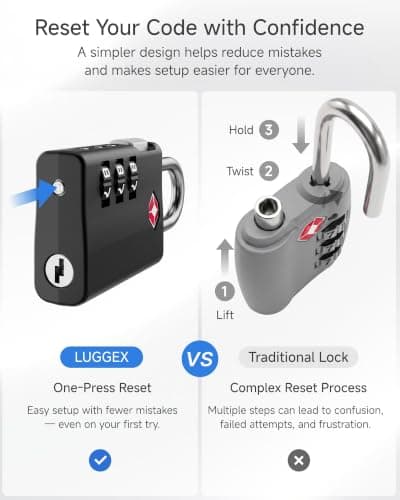 LUGGEX Suitcase Locks, TSA Approved Luggage Locks (Black,2) — view 5