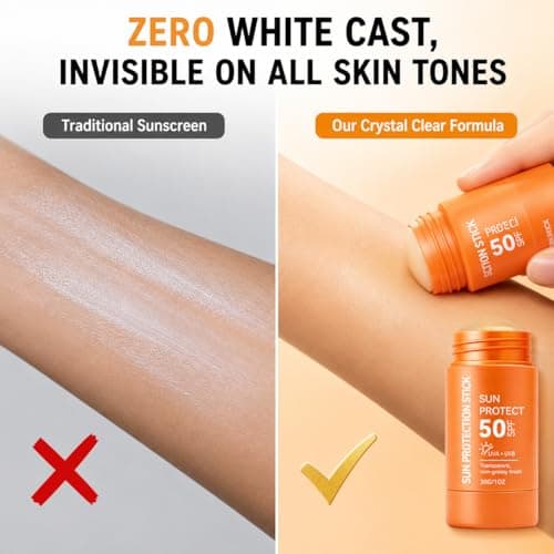 Sun Protection Stick SPF 50, Sunscreen Stick Face Sun Cream SPF 50+ with High UV Protection, Mineral Sun Lotion Roll on for Travel, Transparent Non-Greasy for Face & Body, Hydrating Matte Finish, 30g — view 5