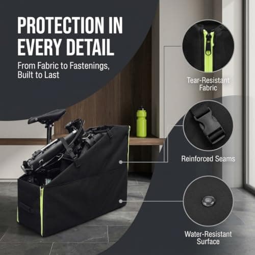 LOVIVER Storage Case Folding Bike Carrier Organizing Rectangular Box Oxford Cloth Seam Water Resistant Panel Suitable for Car Home Storage, Black, Large Without Wheels — view 4