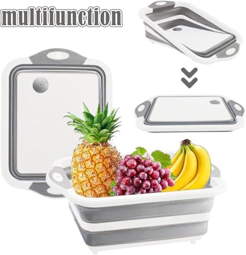 Collapsible Camping Cutting Board & Dish Basin, Multifunctional BBQ Prep Tub, Portable Camp Sink Washing Station Storage Basket — view 5