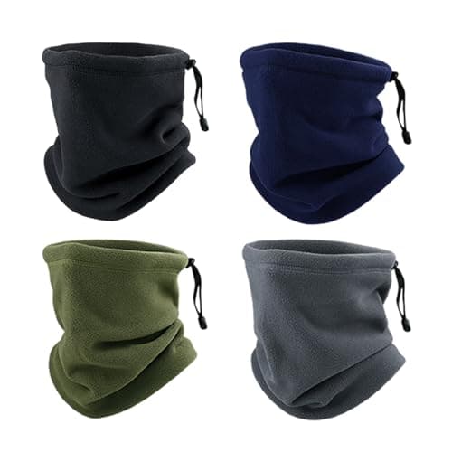 QSZHSL 4 Pack Neck Warmer Snoods for Men Women, Winter Neck Warmer Fleece Windproof Neck Gaiter Snood, Windproof Balaclava, Neck Scarf Neckwear for Outdoor Sports Motorcycle Skiing Running Cycling