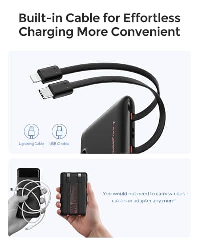 Power Bank Fast Charging 10000mAh With Built in Cables Portable Charger — view 3