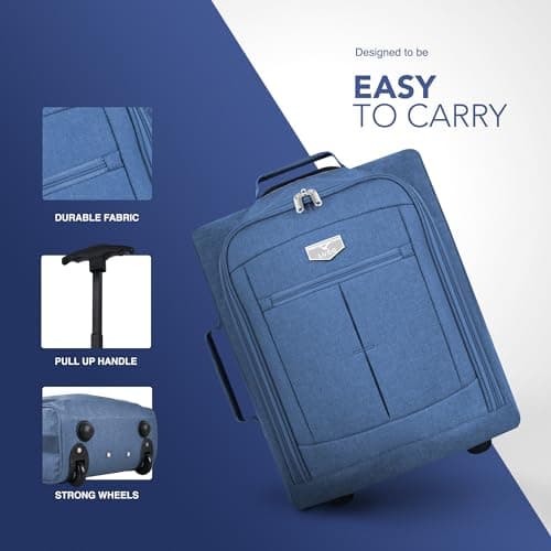LUGG Cabin Size Lightweight Luggage - Durable 600D Polyester Snowflake Push Up Trolley - Solid Wheels - Easyjet, Ryanair, British Airways - Airway Locker (45x36x20cm) — view 5
