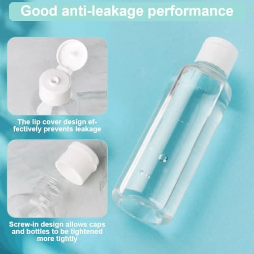 flintronic 10-Pack Transparent Travel Bottles Set, 100ML Refillable Containers for Toiletries, Shampoo, Cosmetic Liquid With 2 Funnels — view 4
