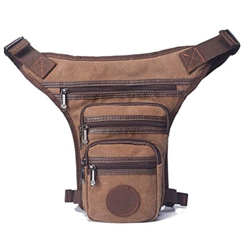 Canvas Waist Pack Drop Leg Bag for Men Women Crossbody Shoulder Waist Fanny Pack Travel Outdoor Sports Motorcycle Bike Cycling Pouch Khaki