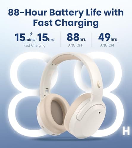 Edifier W820NB Plus Gen 2 Over-Ear Noise Cancelling Headphones, Ivory — view 5