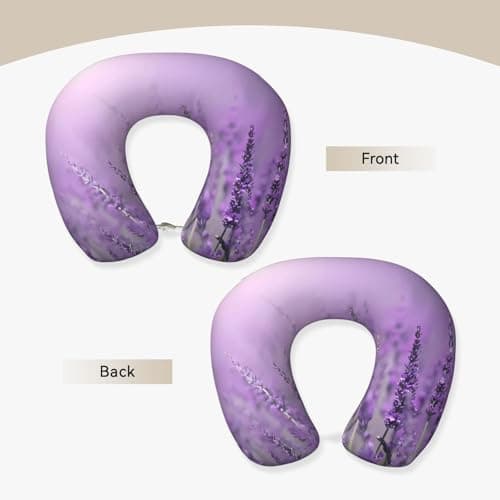 JaoXer Romantic Purple Lavender Memory Foam Travel Pillow â€“ Neck Support for Airplane, Car, Home Office, See Movies, Work, Drive, Leisure — view 3
