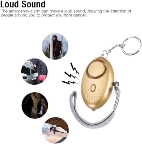 Personal Safety Alarms for Women, Reusable Police Approved 140DB Loud Alarm with LED Light, Small Personal Security Alarm Torch Keychain Safety Security Alarm Panic Rape Attack Safety Tool (Gold) — view 6