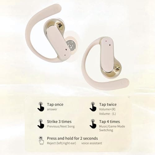 MAJONMMERD Wireless Clip On Earbuds, IP54 (Gold) — view 3