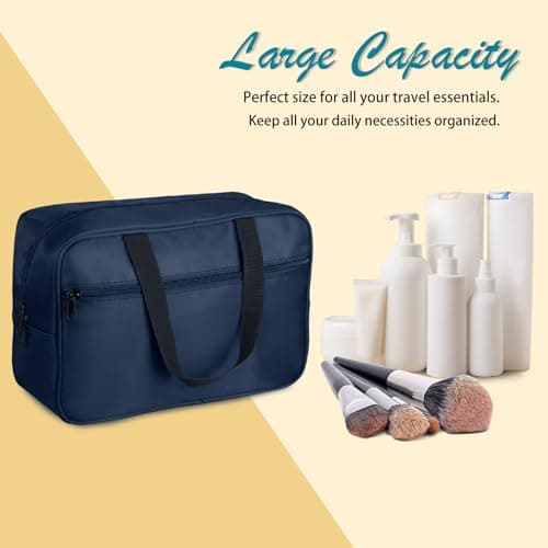 FITDON Full Size Toiletry Bag Large Travel Wash Bag, Portable Makeup Bag Organizer Shaving Gym Shower Bathroom Bag, Blue — view 2