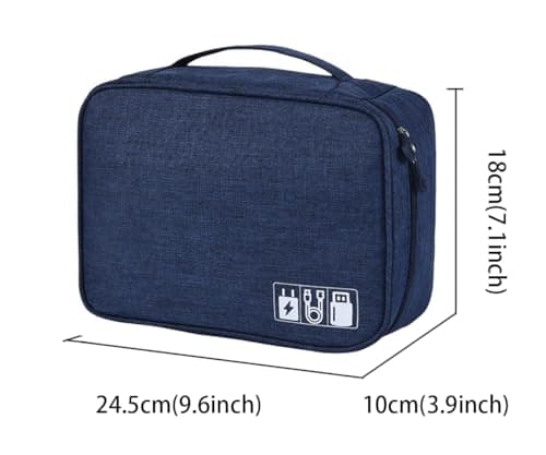 FAVORTALK Travel Organiser Cable Travel Organiser Gadget Storage Bag Universal Electronic Bags for Power Bank Charger Hard Disk Headphone Mouse Adapters etc, Dark Blue B21613 — view 2