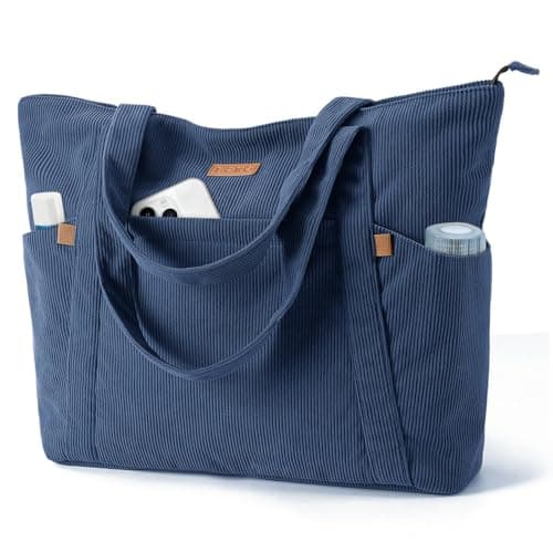 Lekespring Laptop Tote Bag for Women - Large Capacity Shoulder Bag with Zip and Pocket for College School Work Travel Shopping(Blue)