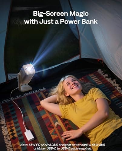 Aurzen BOOM Air Portable Projector with Google TV, USB-C Power, Off-White — view 3