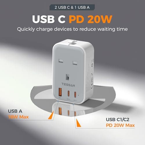 TESSAN UK to Universal Travel Adapter, 1 Pack — view 5