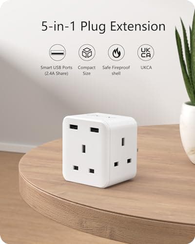 LENCENT Multi Plug Extension with 2 USB, 3 Way 3 Plugs Socket Adapter — view 2