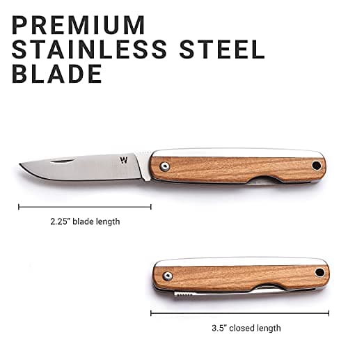 Whitby Pocket Knife, Stainless Steel Folding Knives Olive Wood Handle — view 4