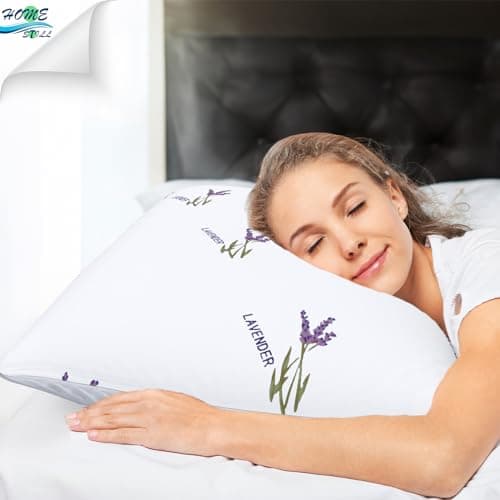 HOME STILL Memory Foam Bed Pillows 2 Pack, 40 x 70 x 12 cm, Lavender Pattern, Ergonomic Neck Support, Skin-Friendly Microfiber Cover, Comfortable Sleep, Machine Washable — view 2