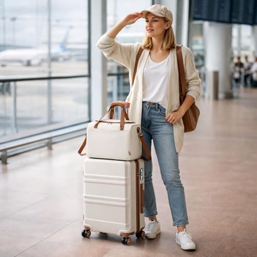 Kono 2 PCS Luggage Set 55x40x20cm Suitcase & 40x30x20cm Ryanair Cabin Bag — view 3