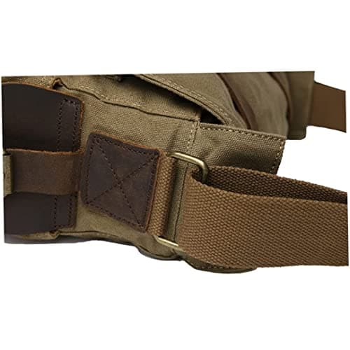 Canvas Messenger Bag, Vintage Leather Trim, Army Green, 32cm Water Bottle — view 5