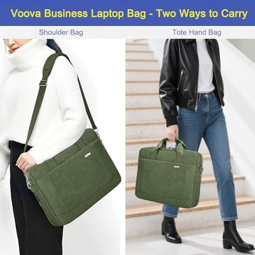 Voova Laptop Bag Case 17 17.3 Inch Computer Sleeve Messenger Bag, NavyGreen — view 2