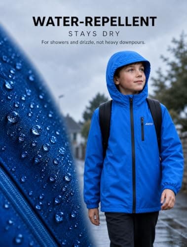 JiAmy Kids Water-repellent Hooded Jacket Lightweight 7-8 Years, Blue — view 5