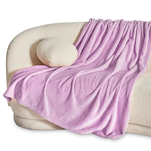 Bedsure Fleece Throw Blanket for Sofa - Flannel, Light Purple, 130x150 cm — view 2