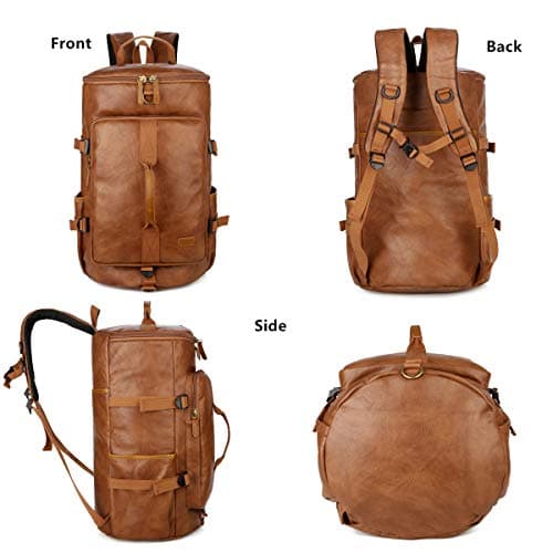 Baosha HB-26 3-Ways Faux Leather Men Holdall Weekend Travel Duffel Tote Bag Backpack Shoulder Bags Convertible Travel Hiking Rucksack Overnight Weekender Bag Handbag (Brown) — view 6