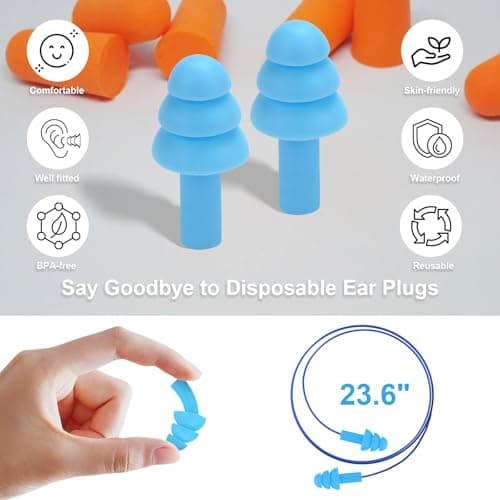 Ear Plugs for Swimming,Sleeping Noise Cancelling,Snoring,Shoting,Working, Reusable Silicone Earplugs, Super Soft Ear Plug for Noise Reduction, Ears Protection (6 Colors) — view 5