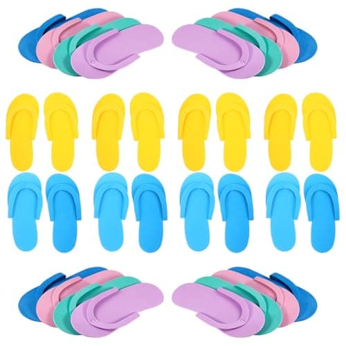 SOLUSTRE Disposable Spa Slippers Hotel Guest Footwear Beach Slippers Pedicure Slippers for Travel Home Salon Party Use Breathable Flip Flops Single Use