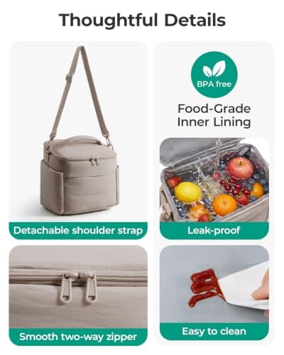 bagsmart 10L Insulated Lunch Bag Women,Puffer Cooler Box for Work Picnic — view 5