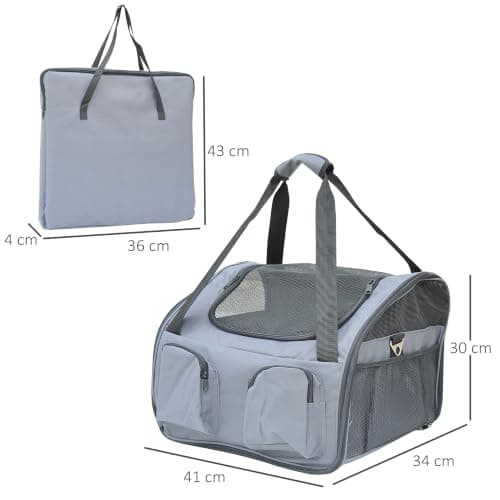PawHut Soft Sided Pet Carrier Foldable Cat Carrier Dog Puppy Grey — view 3
