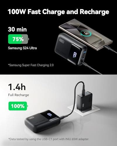 INIU Laptop Power Bank, 25000mAh 100W Battery Pack, Yellow — view 3