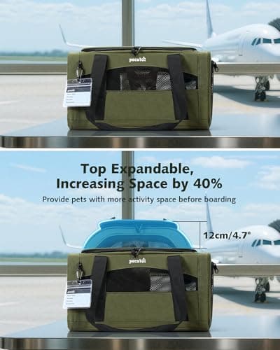 pecute Cat Carrier Top Expandable, Airline Approved Cat Carrier, Green — view 4