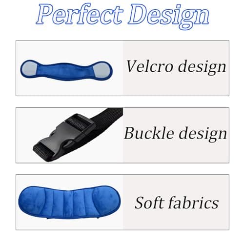 Peixiong Kids Car Seat Head Support, Adjustable Toddler Headrest Support Band Head Strap Child Car Safety Sleeping Pillow Neck Relief Pillow Soft Carseat Straps Cover for Plane (Blue) — view 5