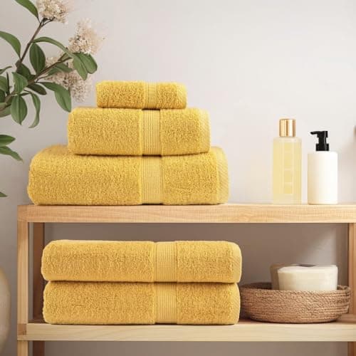 Eclith SOLUND Premium Wash Cloths Set of 2 Gold 30 x 30 cm 600 g/m² 100% Cotton Versatile Towels for Bathroom, Sauna, Spa, Fitness, Travel and Hotel, Absorbent, Machine Washable — view 2