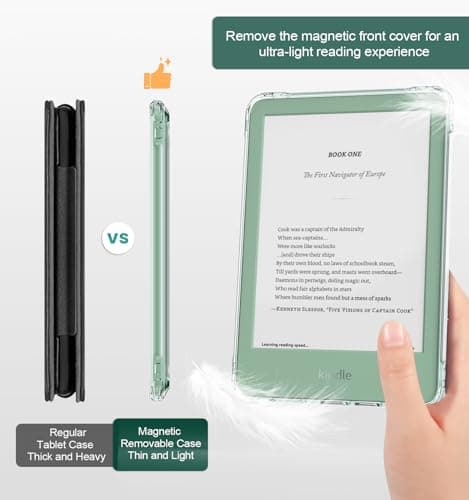 MoKo Detachable Magnetic Case for 6" Kindle 11th 2024/2022, Matcha — view 5