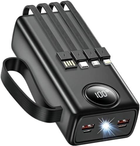27000mAh Portable Charger with 4 Built-in Cables & 22.5W Fast Charging