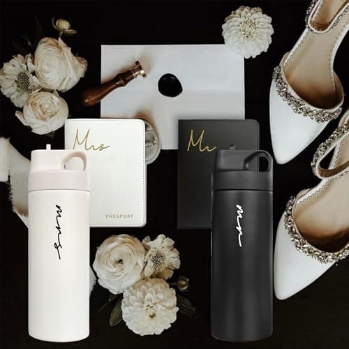 Mr and Mrs Water Bottles - Wedding Gifts for Bride and Groom - Gifts for Bridal Shower Engagement Wedding and Married Couples Anniversary — view 5