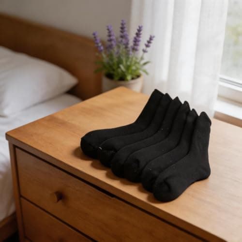 3 Pairs Thermal Wool Socks Lightweight Warm Layer(black) — view 2