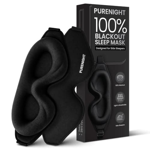 PURENIGHT 3D Contoured Blackout Sleep Mask for Side & Stomach Sleepers
