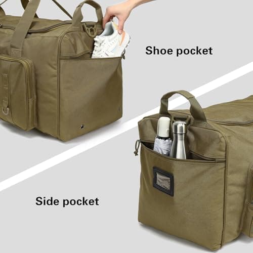 TONRUYN 120L Travel Duffel Bags for Men Women Heavy Duty Camping Duffle Luggage 80cm Extra Large Sports Holdall Equipment Bag with Shoulder Strap for Football Baseball & Team Training, XL Brown — view 4