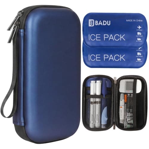HIMDUZE Insulin Cooler Travel Case TSA Approved Small Refrigerated Medicine Cooler for Travel Diabetic Travel Case Bag w/2 Reusable Ice Pack.