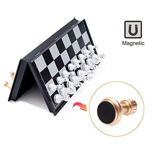 KOKOSUN Magnetic Chess Set with Folding Chess Board Gold and Silver Pieces Storage Convenient, Educational Toys/Gift for Kids and Adults (25×25cm) — view 3