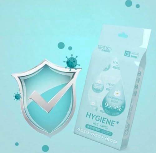 HYGIENE+ Wet Wipes, Pocket Size Disinfecting Wipes (8 Count/Pack) – Travel-Friendly Cleaning Wipes for Hands, Phone, Car, Office, Gym & Kids, On-the-Go Hygiene Solution (8) — view 3