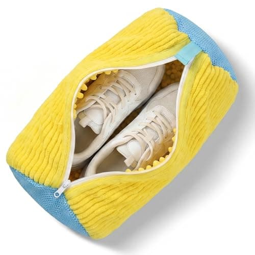NARGY Shoe Wash Bag for Washing Machine – Reusable Zipper Shoe Bag for Washing Machine – Yellow Wash Pouch for Trainers & Sport Shoes