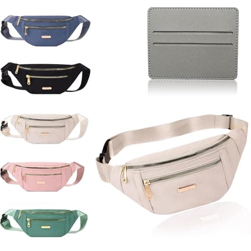 BAIYSFFG Fanny Pack Fashionable Waist Bag Unisex Fashion Waist Bag Casual Travel Bum Bag with 3 Zipper Pockets for Women Men Sports Running Hiking Jogging (Beige)