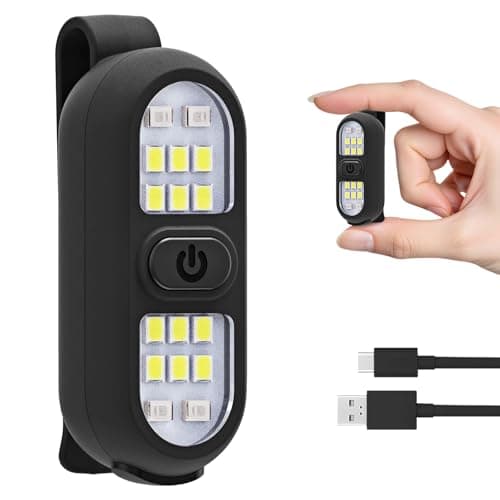 flintronic 1PC Clip On Flashlight, Running Light, Rechargeable Safety Lights, LED Work Light, Portable Hands Free Flashlight for Walking at Night,Dog Running, Camping, Hiking,Black