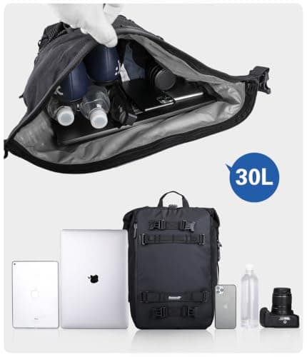 Rhinowalk Motor Pannier Bag 10/20/30L Multifunctional Waterproof Rear Rack Trunk Motorcycle Seat Bag, Black 30L — view 2